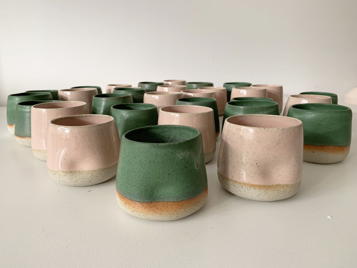 Ceramic Cup Dimple Green #2