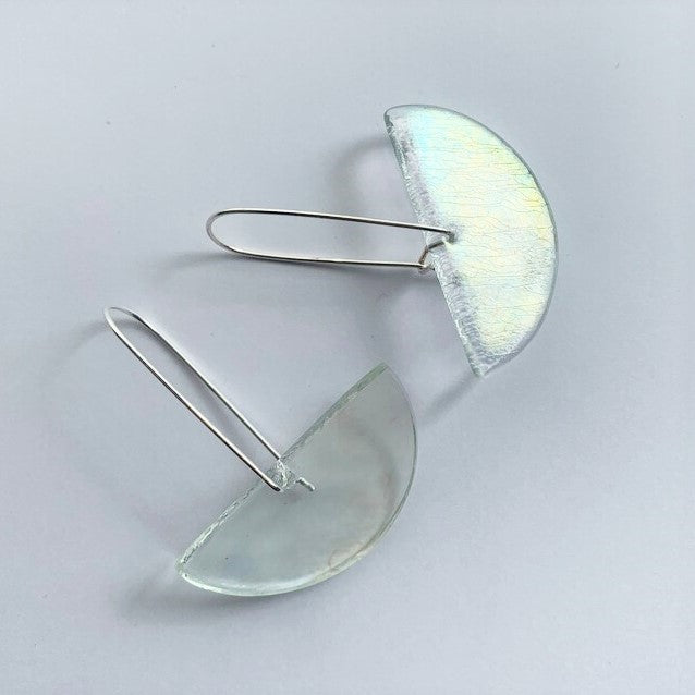 Hook Earrings Glass Half Moon