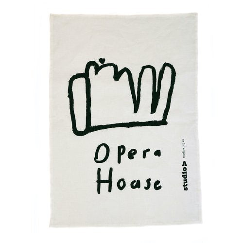 Tea Towel Opera House Cream by Damian Showyin